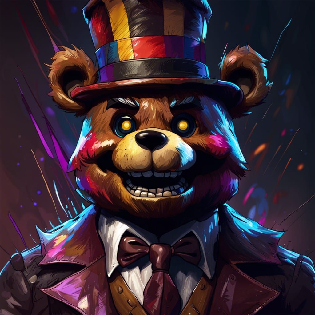 Glamrock Freddy Fazbear Portrait in Hyperdetailed Digital Ar...