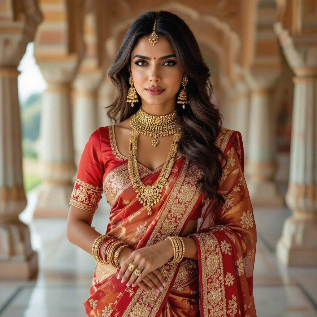 Priyanka Chopra Portrait in Traditional Indian Outfit