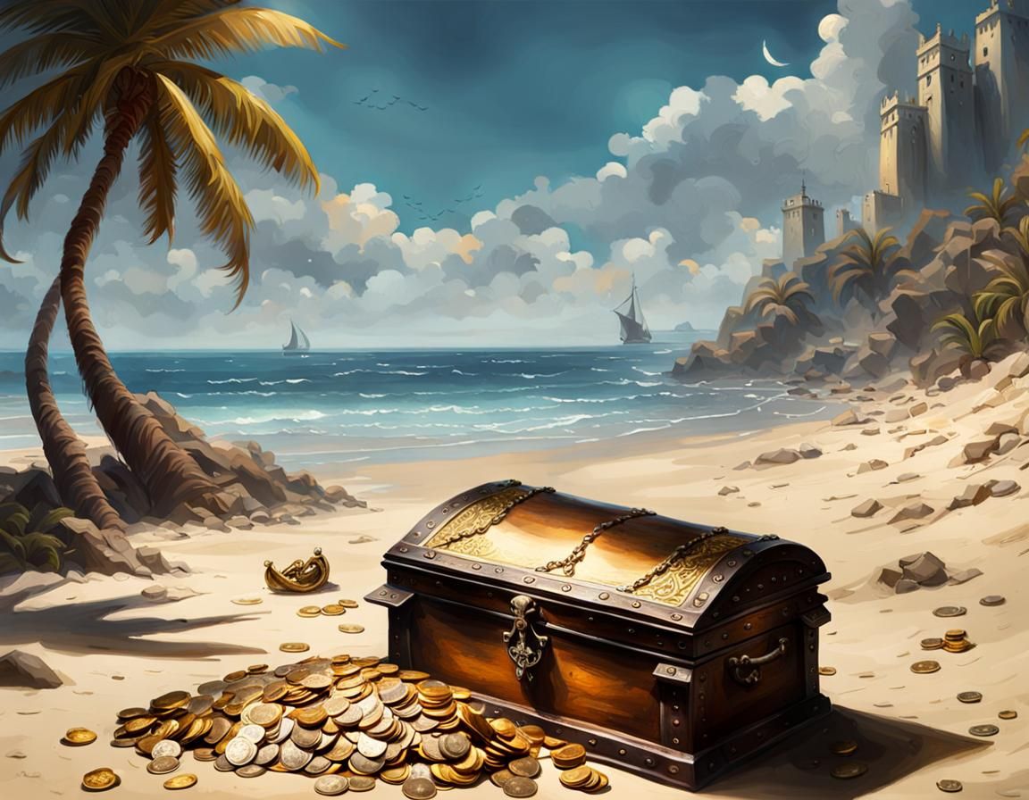 Pirate's Treasure on Sandy Beach