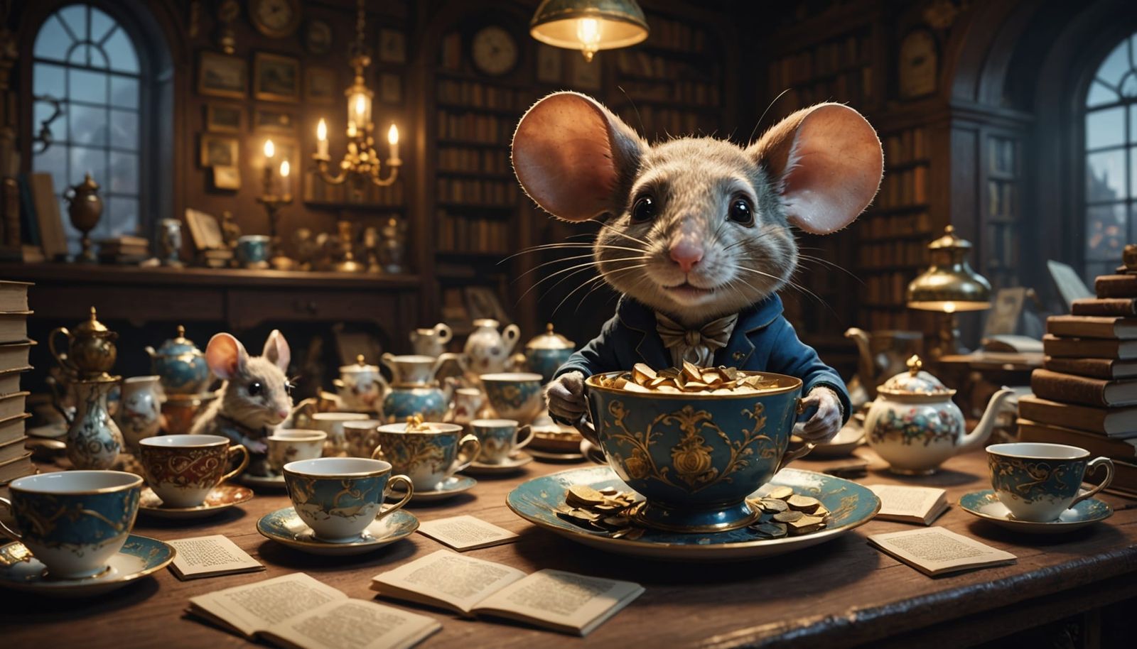 Whimsical Mouse in a Teacup Realm