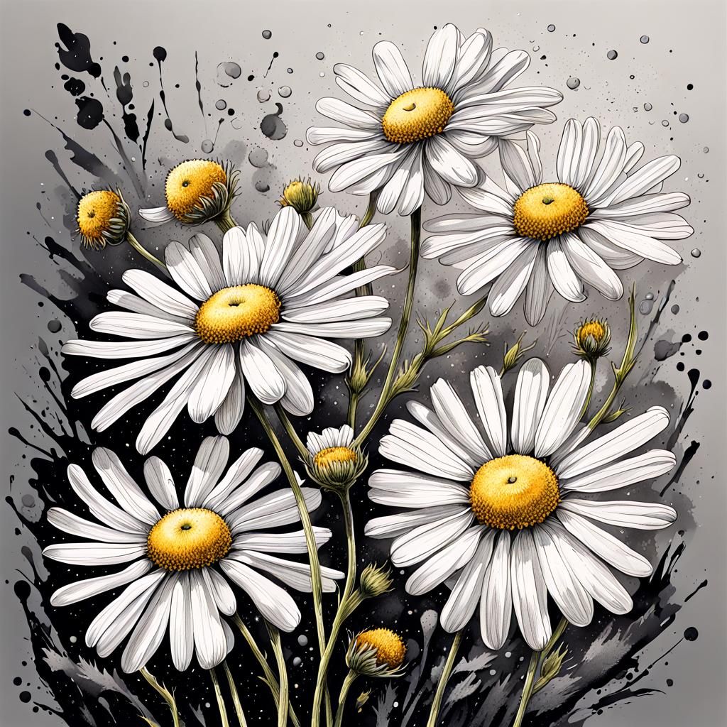 Chamomile in ink