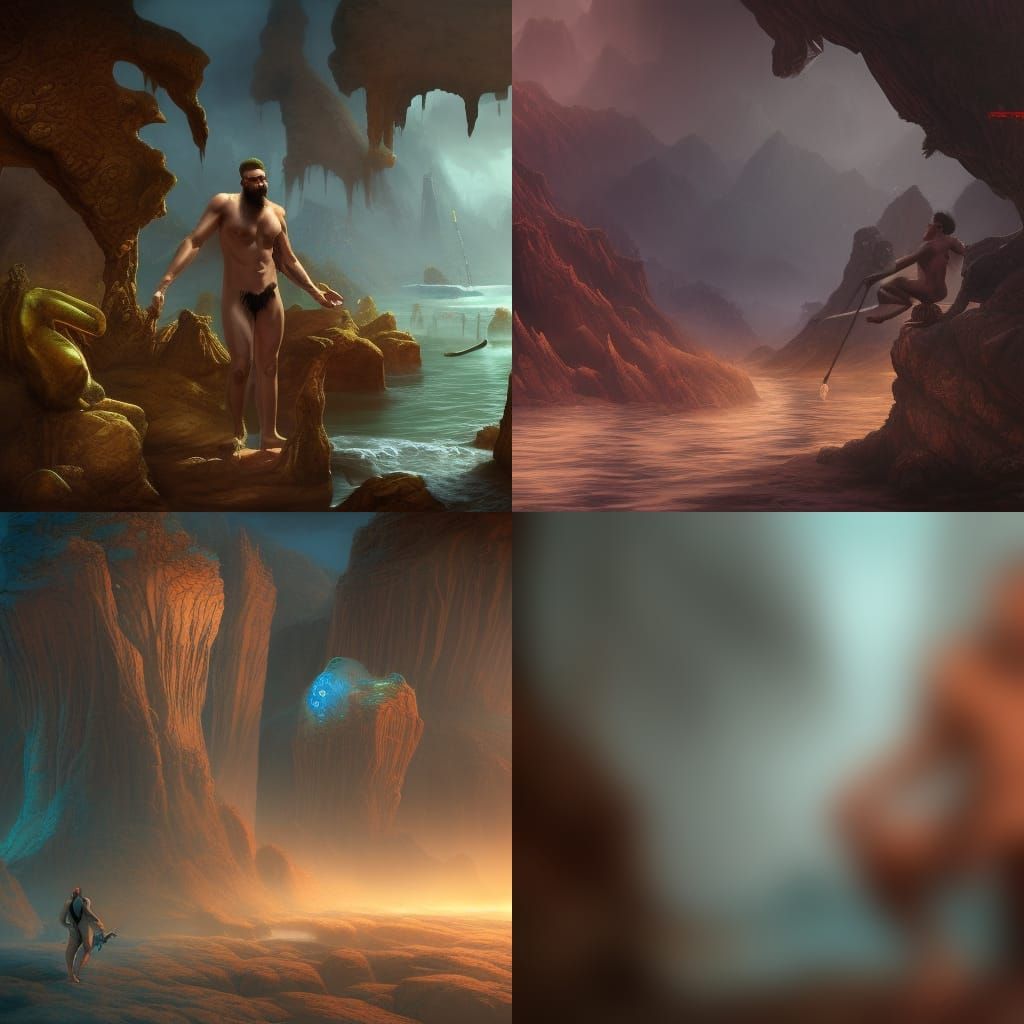 Fantastical Matte Painting of Nude Men