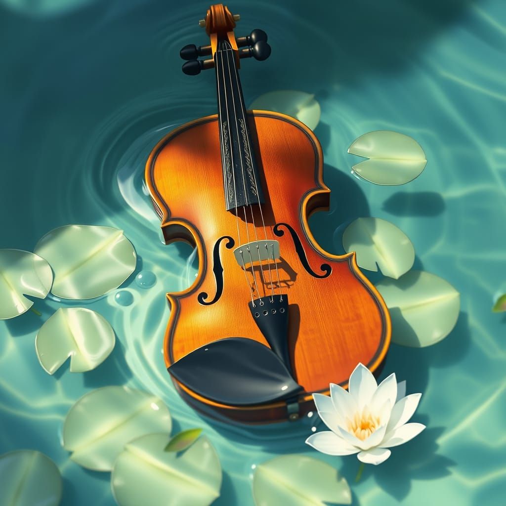 Ethereal Water Violin in Futuristic Realism