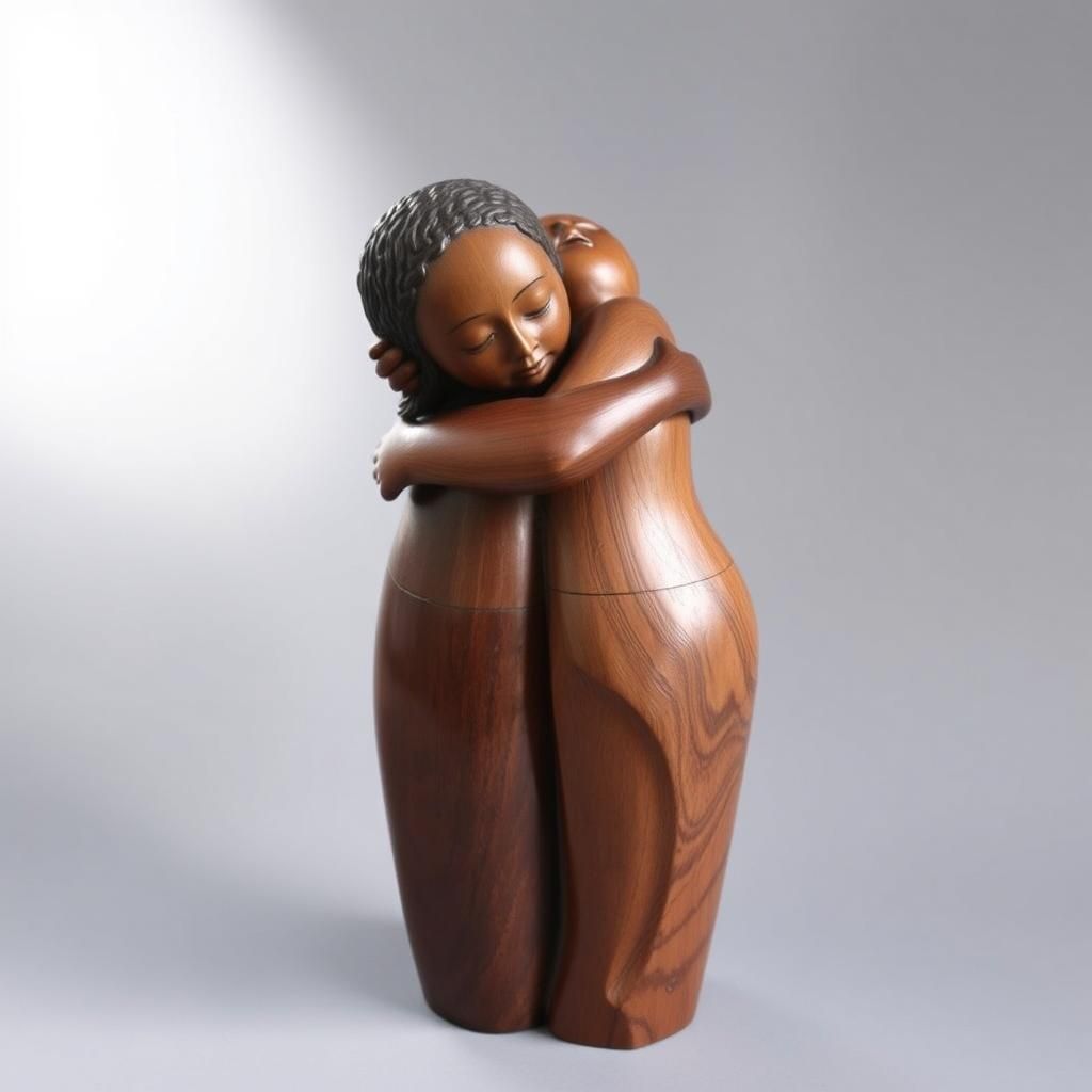 Abstract Wood Sculpture Inspired by Elizabeth Catlett