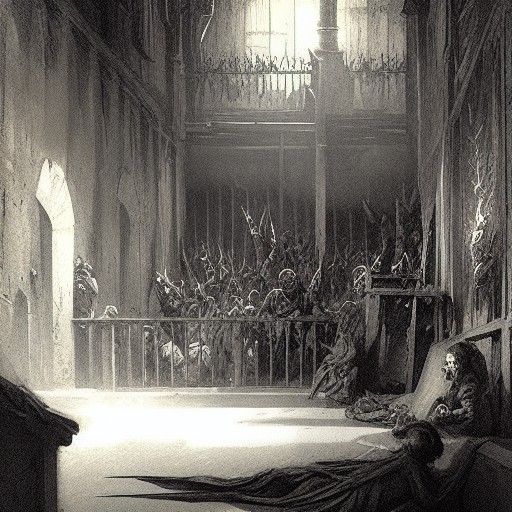 Slaughterhouse Horror in Woodcut Style