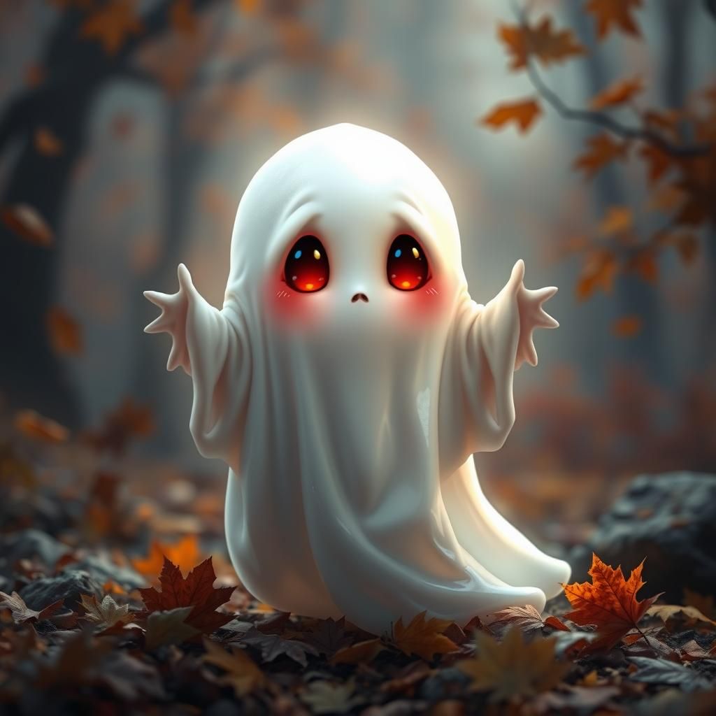Cute Autumn Ghost in a Halloween Fantasy