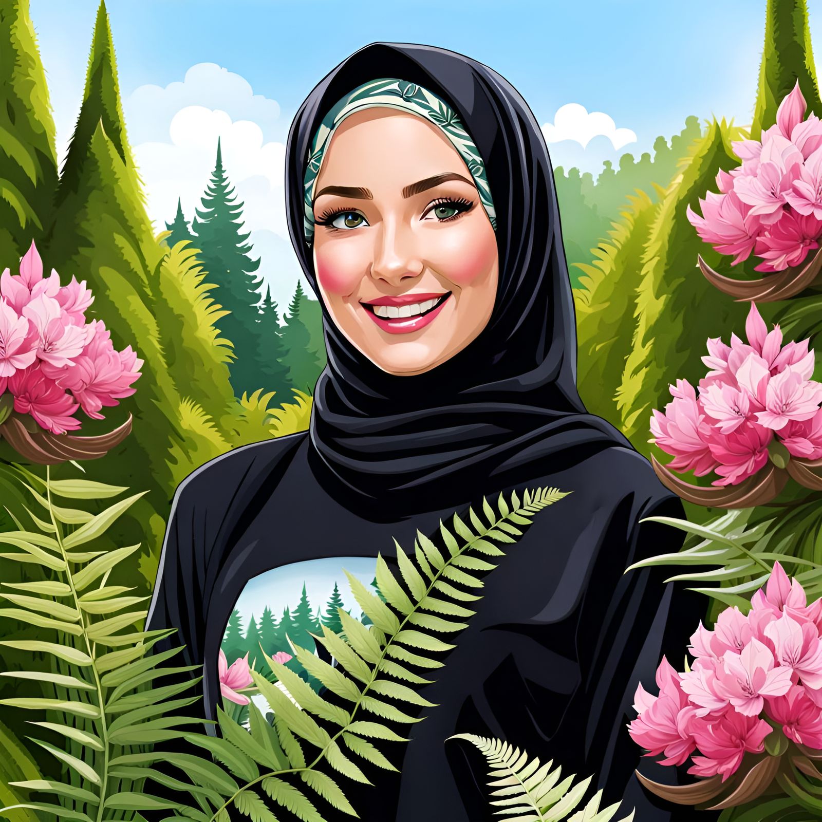 Beautiful Hijabi Woman in Botanic Garden