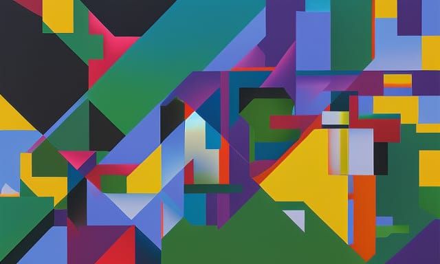 Geometric Fauvism in Neo-Cubist Art Deco Style