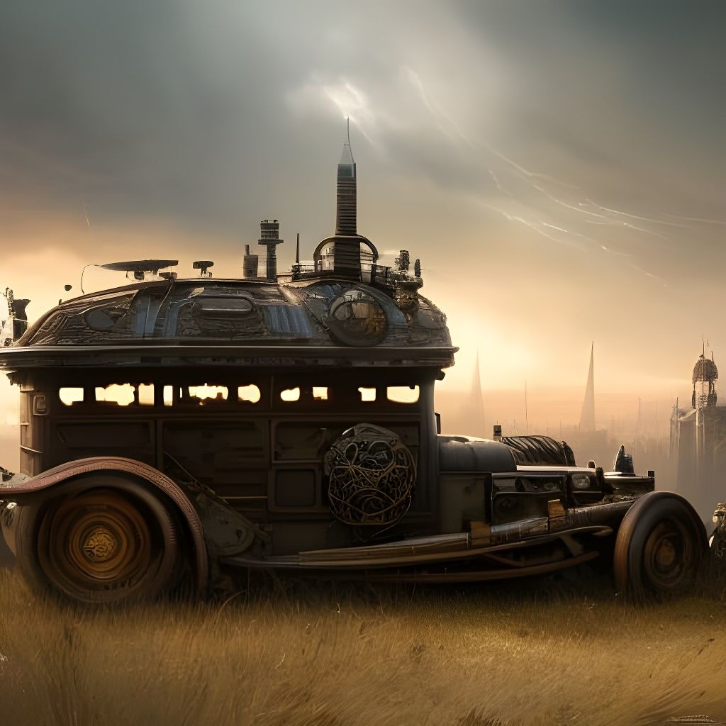 Armored Steampunk Hotrod in Dark Fantasy Style