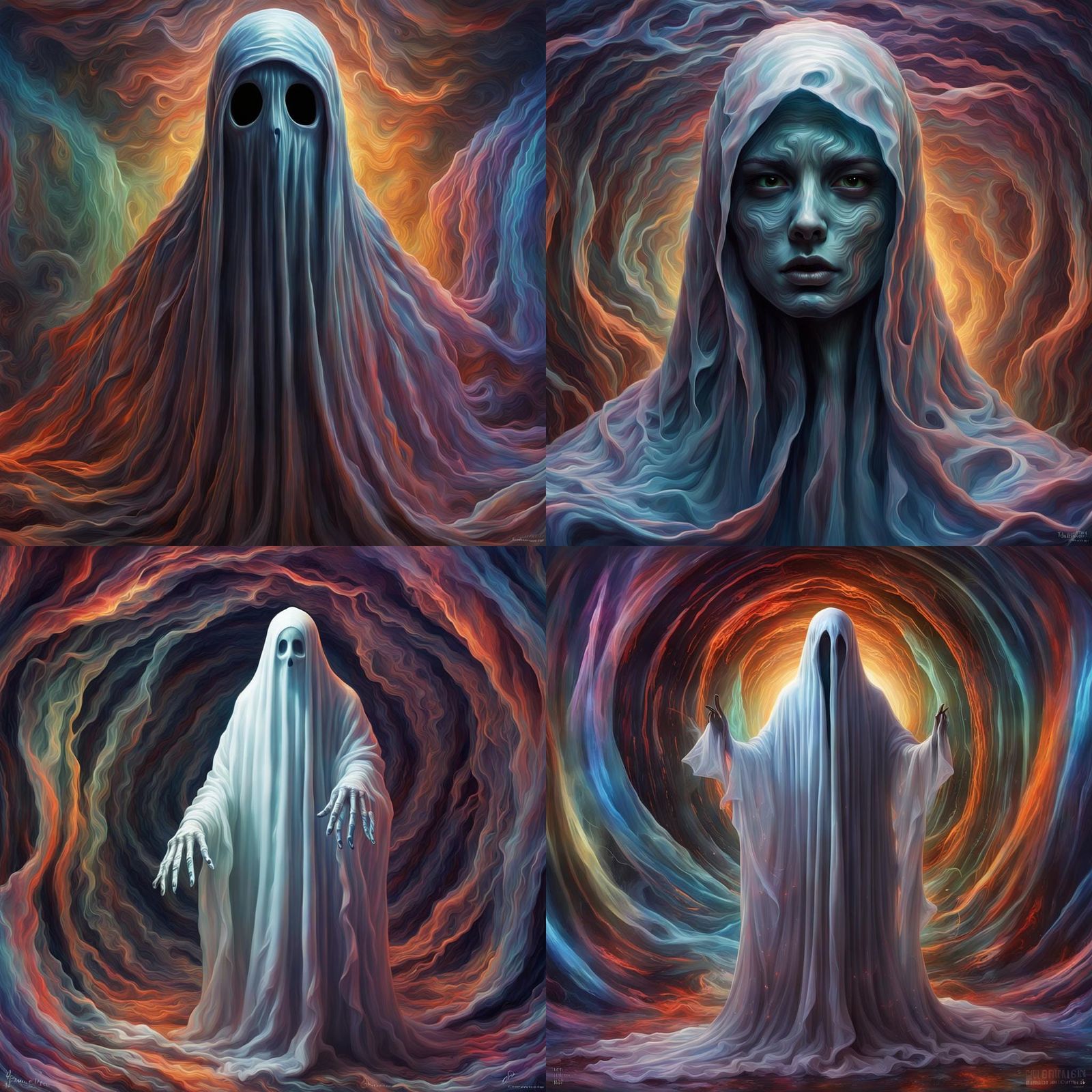 Fantasy Ghost in Chromatic Waves: Halloween Art