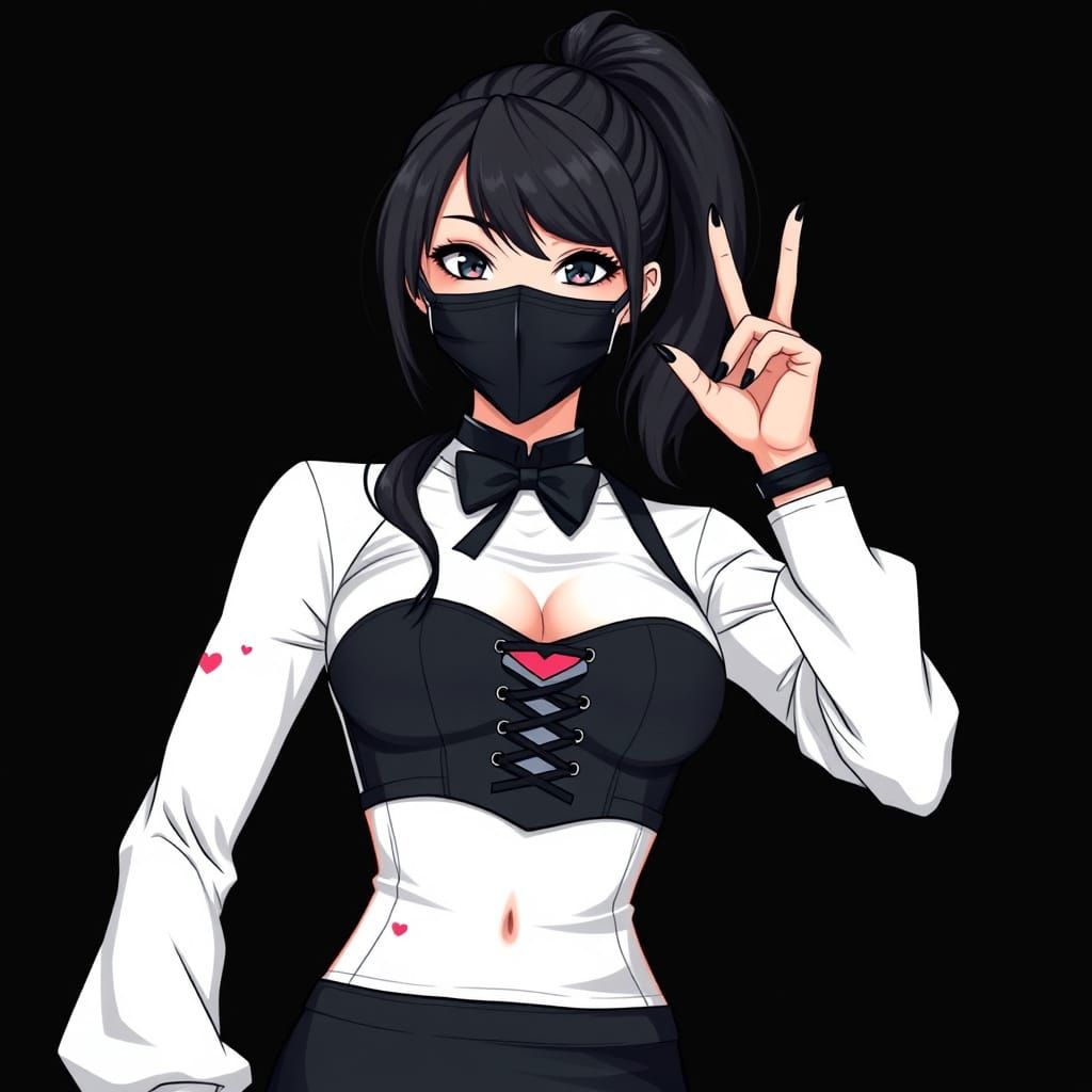 Anime Woman in Sports Tee with Dynamic Shading