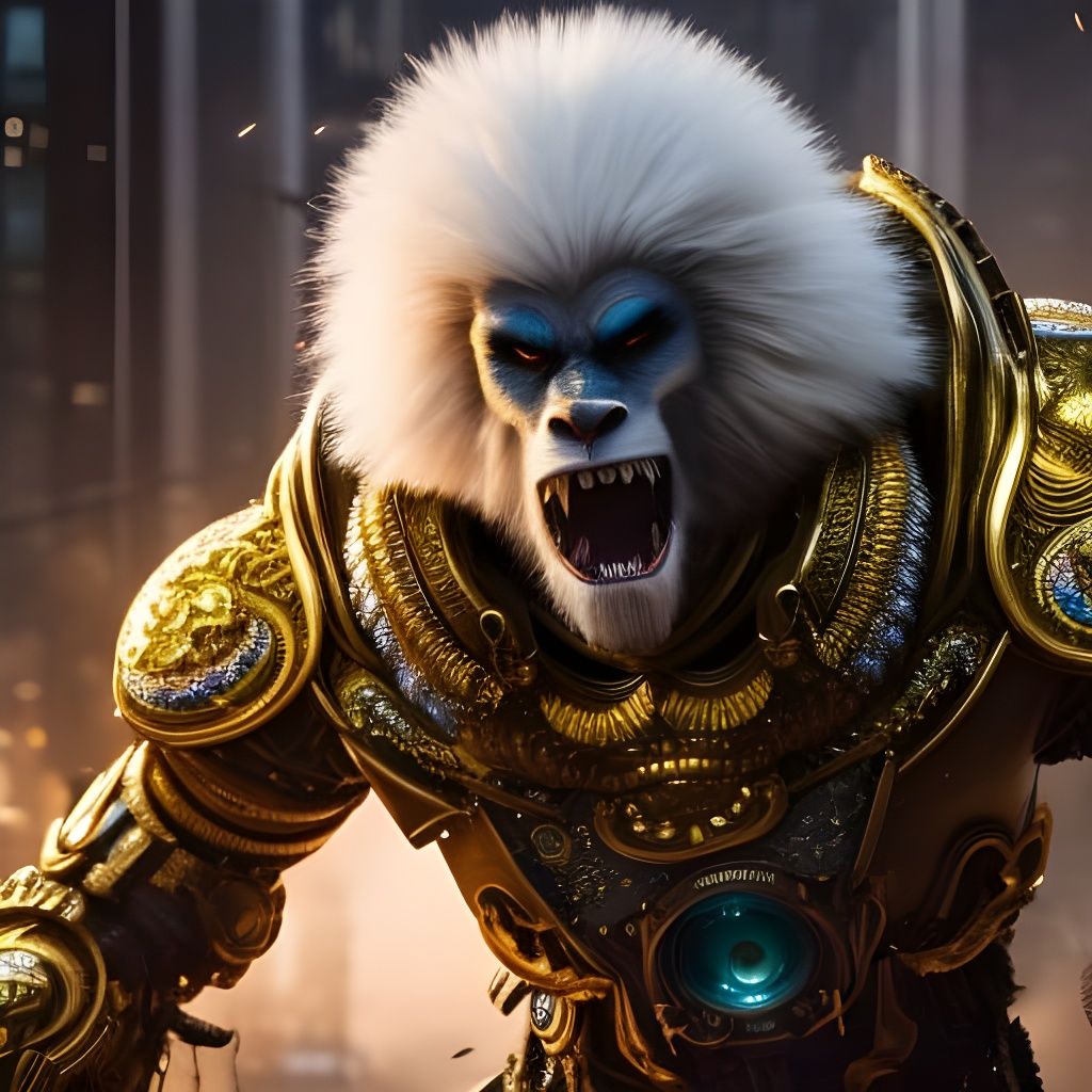 Filigree Rococo Yeti in Cyberpunk Techwear Style