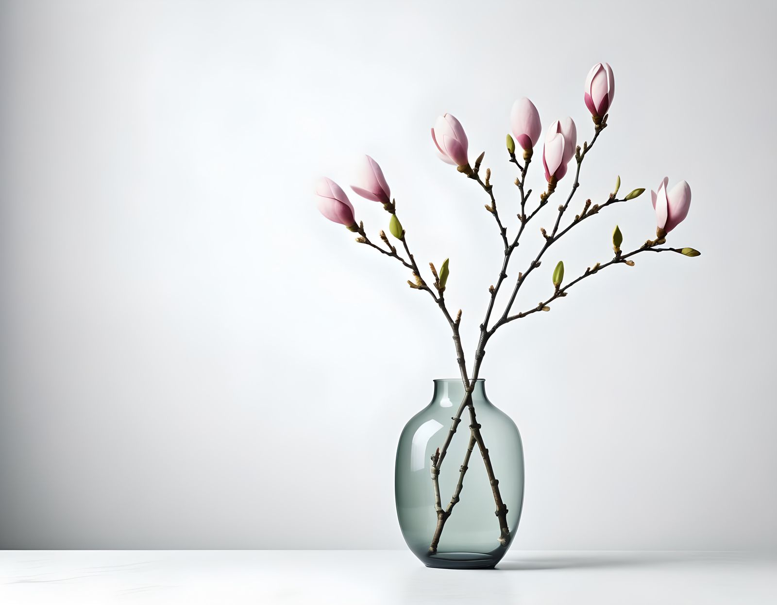 Minimalist Still Life: Magnolia Branches in Vase
