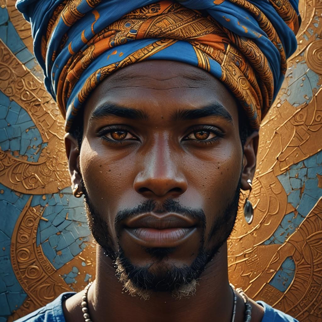 Striking Portrait of African Man in Hyperrealistic Style