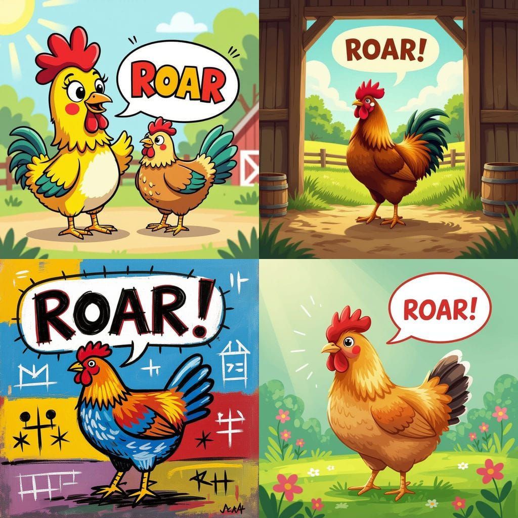 Chicken Roaring Inside Speech Bubble