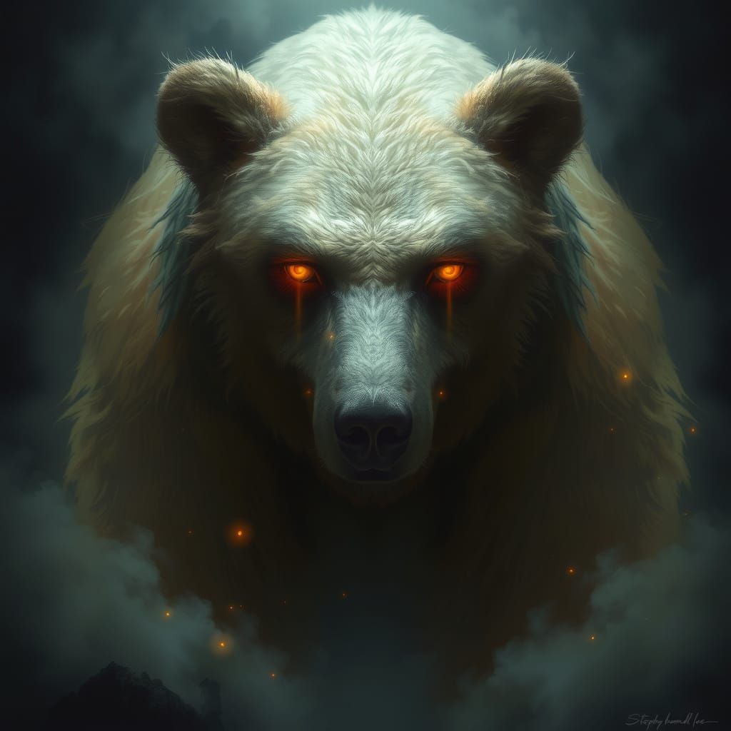 Ethereal Forest Spirit Bear in Dreamlike Mist