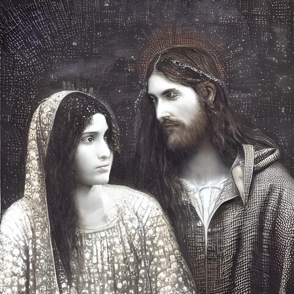 Jesus and Mary Magdalene in Pointillist Style