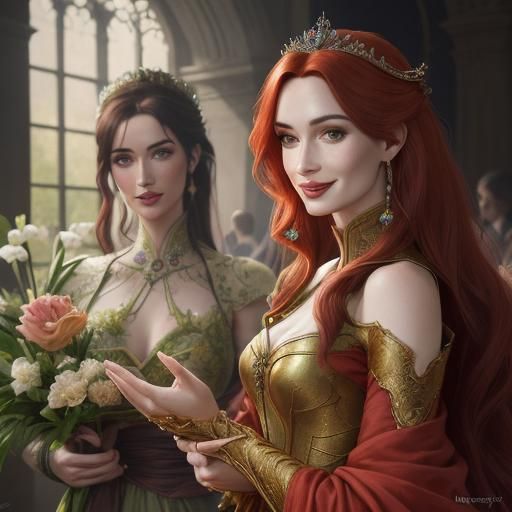 Hyperrealistic Portrait of a Red-Haired Princess