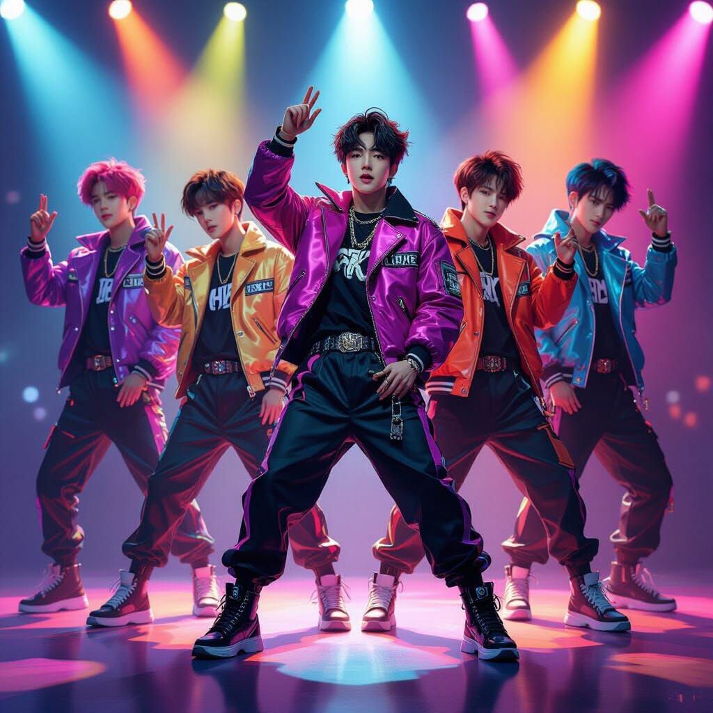 Stray Kids K-Pop Group Hyperrealistic Digital Painting