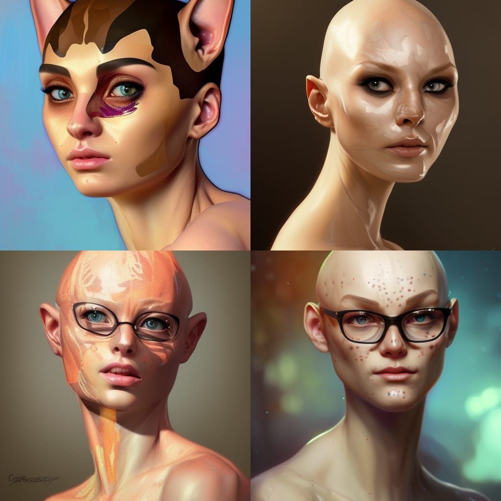 Hyperdetailed Hairless Cat Portrait in Volumetric Lighting