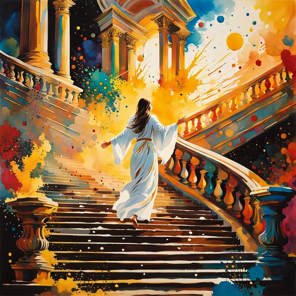 Ink Splatter Art: Stairway to a Goddess