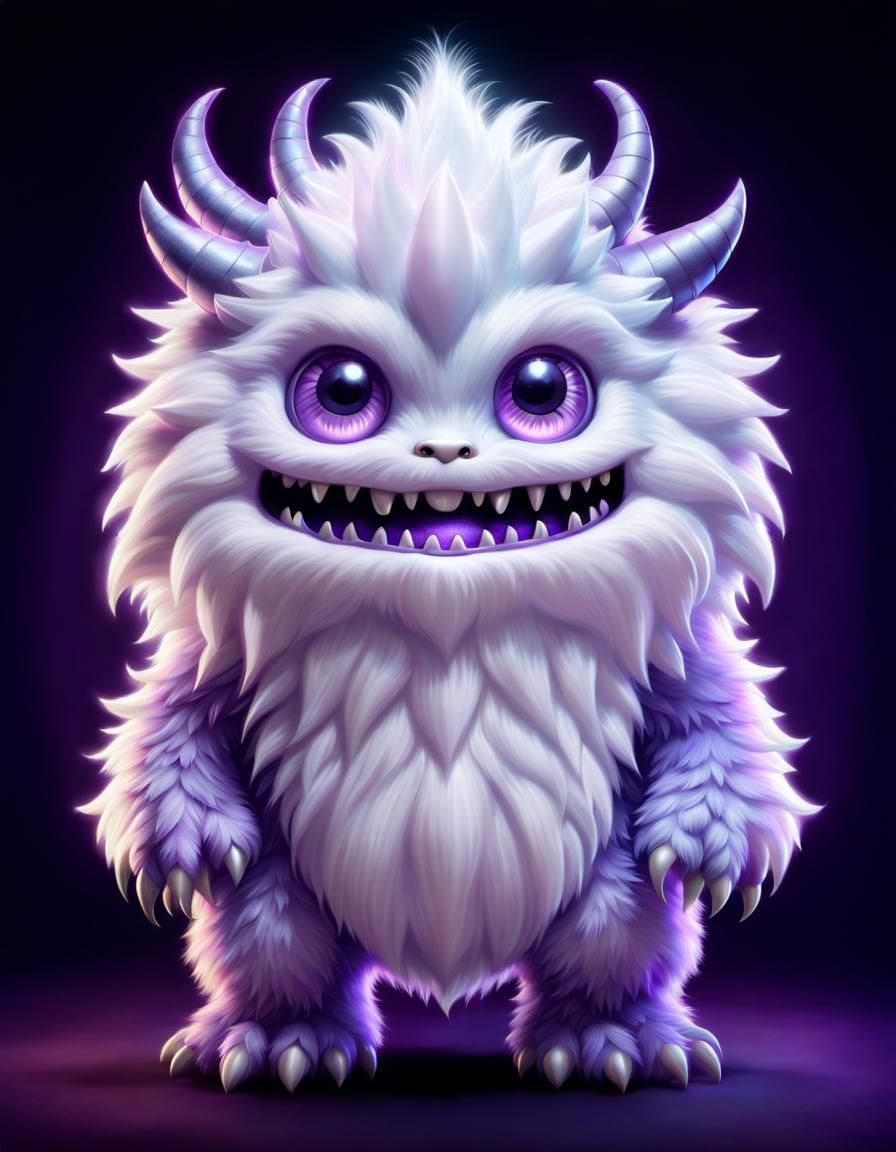 Fluffy Glowing Monster in Soft Pastel Colors