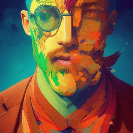 Man with Puppet: Hyperdetailed Artgerm-Inspired Portrait