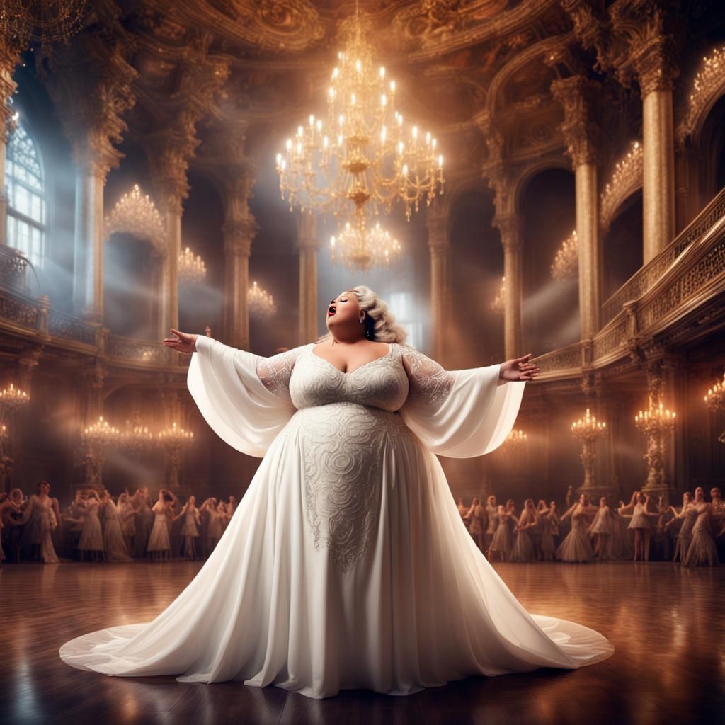 Elegant Opera Singer on Extravagant Stage: Digital Painting