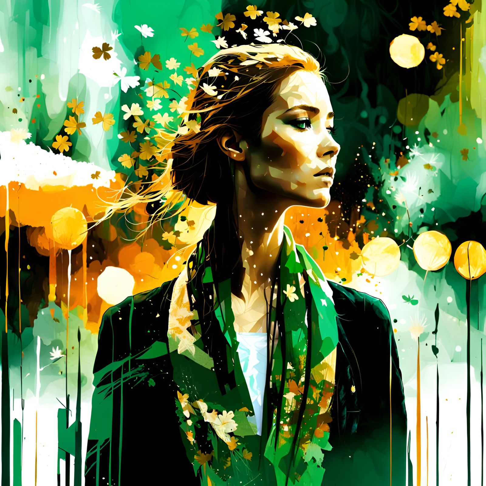 Irish Model in Double Exposure Silhouette Portrait