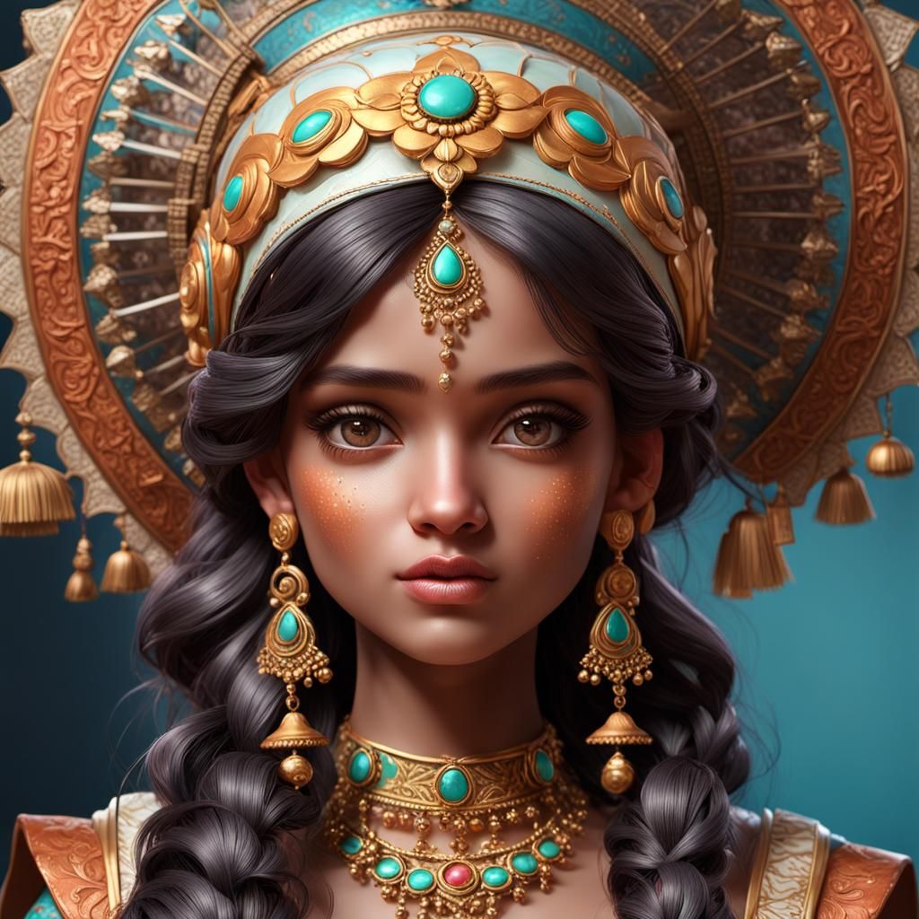 Indian Porcelain Doll Art, Detailed Portrait