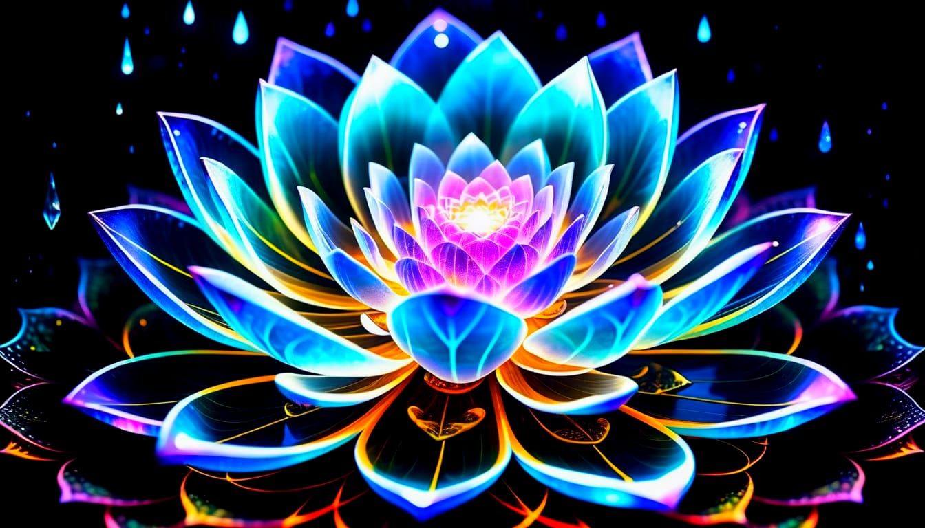 Crystal Lotus in Surreal Multiverse: Psychedelic Art