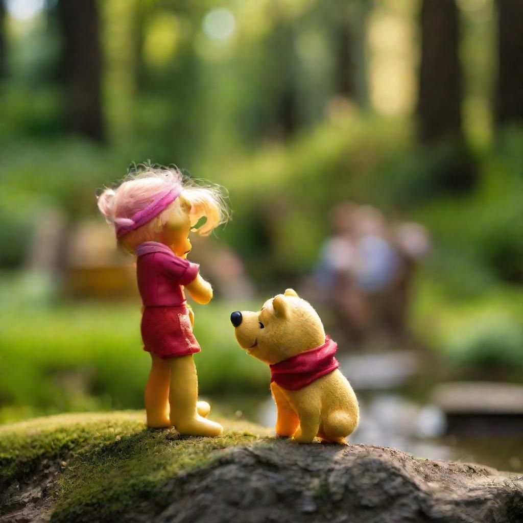 Winnie the Pooh and Miss Piggy Kissing