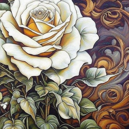 White Roses Bouquet, Surreal Portrait