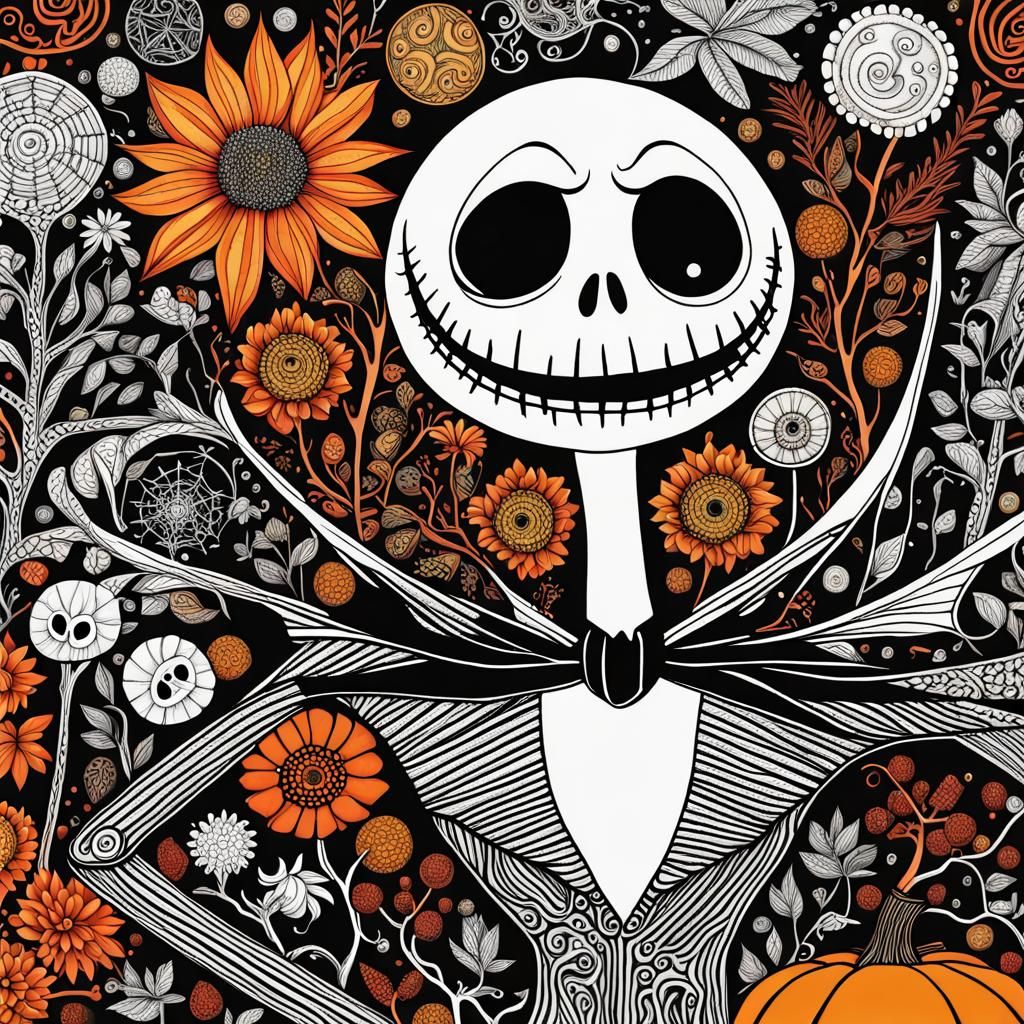 Jack Skellington Mixed Media Halloween Zentangle Art