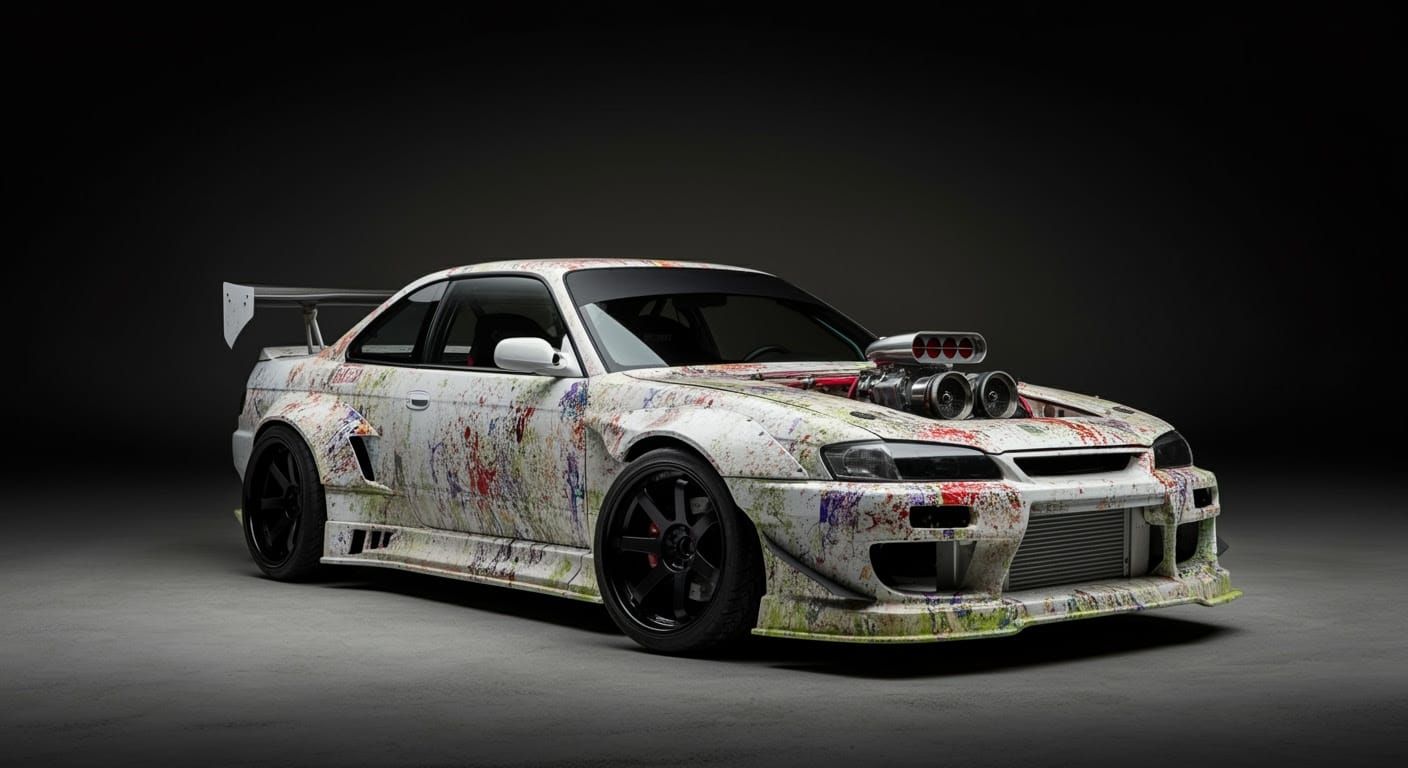 Rugged Drift Car with Massive Wings and High-Boost Turbochar...