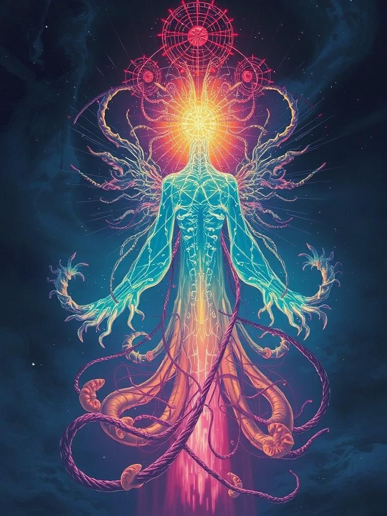 Surreal Dark Forest with Glowing Fungi