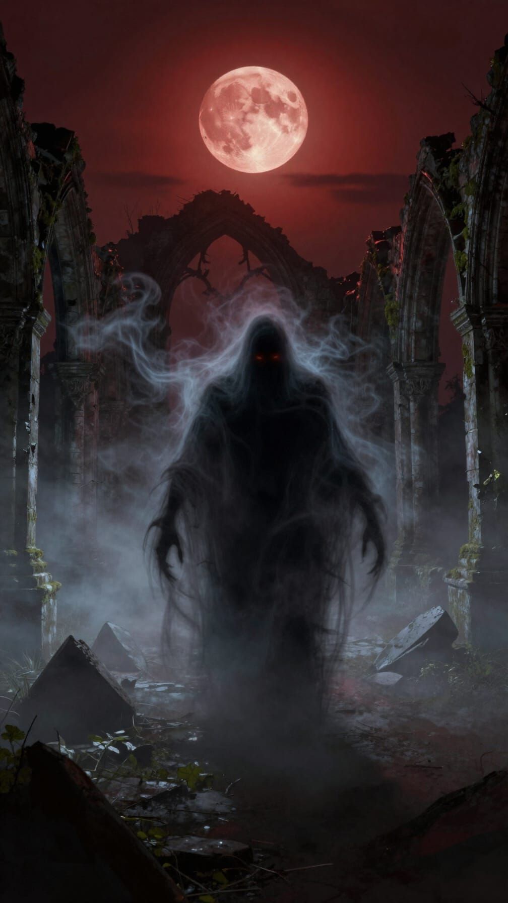 Spectral Poltergeist in Moonlit Ruins