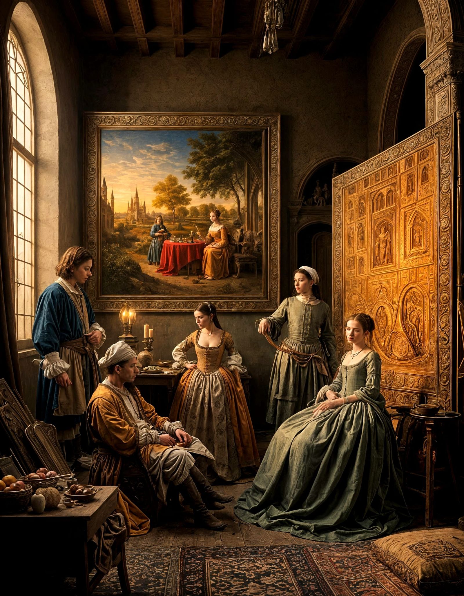 Abstract 15th Century Life in Matte Painting Style