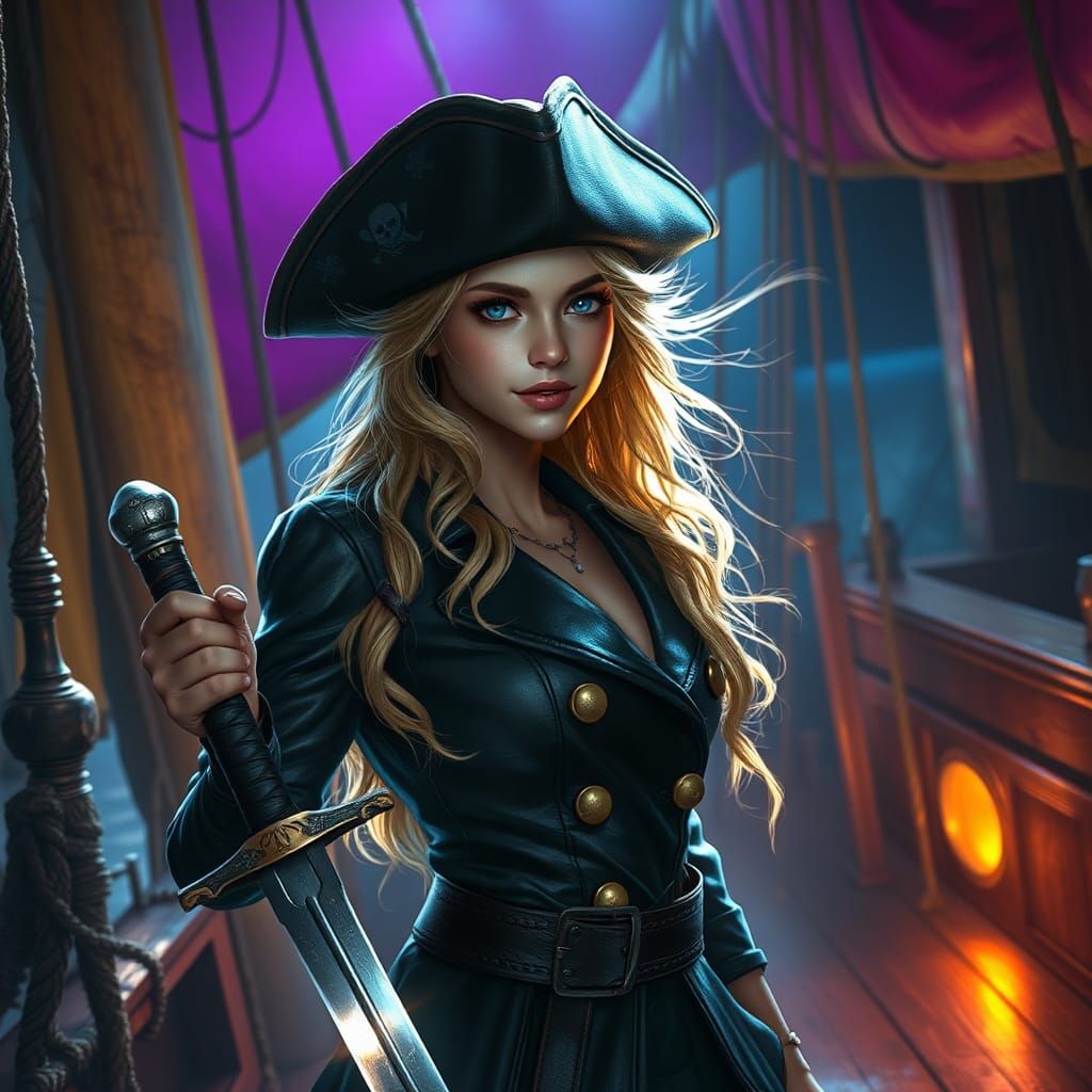 Pirate Woman Concept Art in Dark Fantasy Style