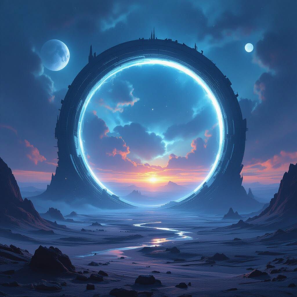 Surreal Ring Portal in Alien Landscape