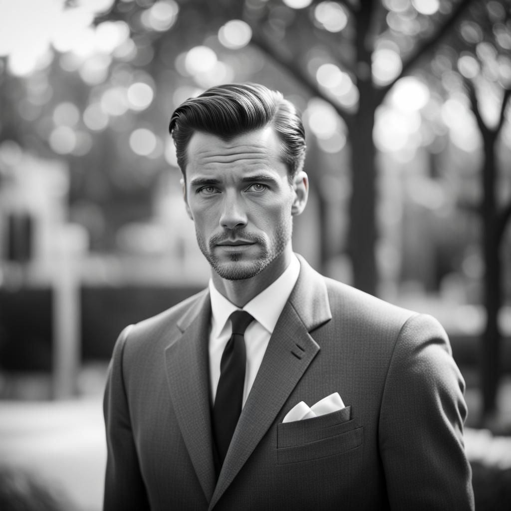 1950s Style Photo of a Young Man in Suit