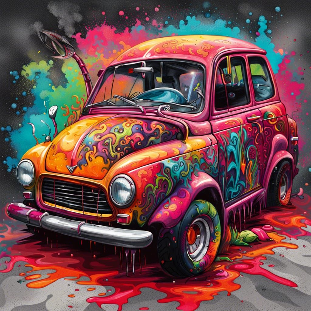 Graffiti Devil Car in Splash Art Style