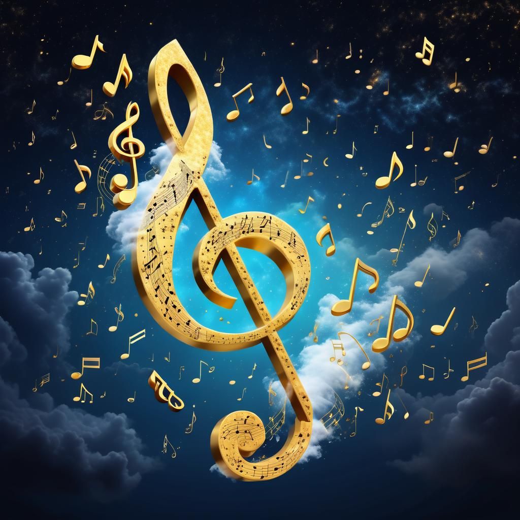 Unicorn's Cosmic Dance with Golden Notes