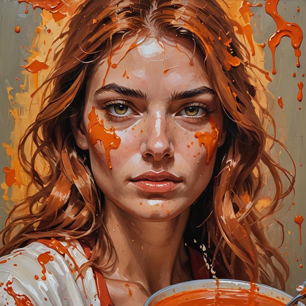 Tomato Soup Portrait in Impressionist Style