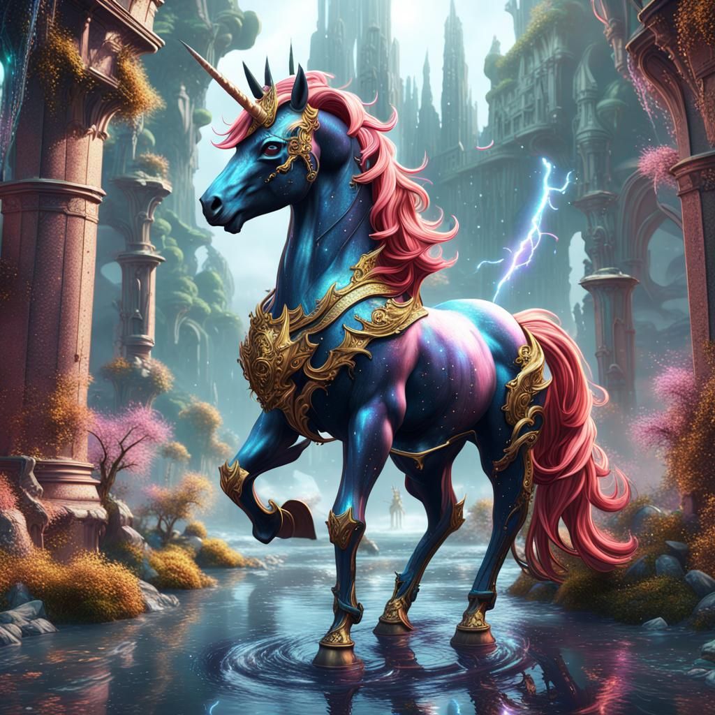UnicornCore GlitteryPunk Fantasy Concept Art