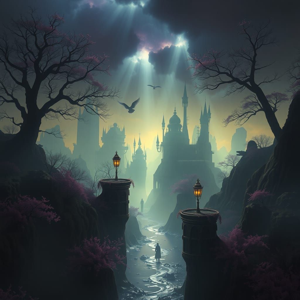 Ethereal Dark Fantasy Realm in Hyper-Realistic Volumetric St...