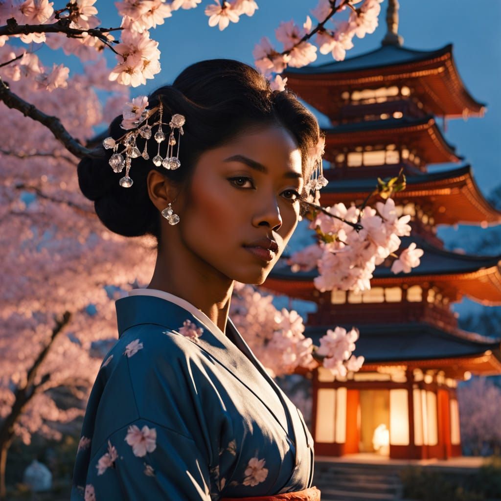 Ethereal Japanese Beauty in Sakura Twilight