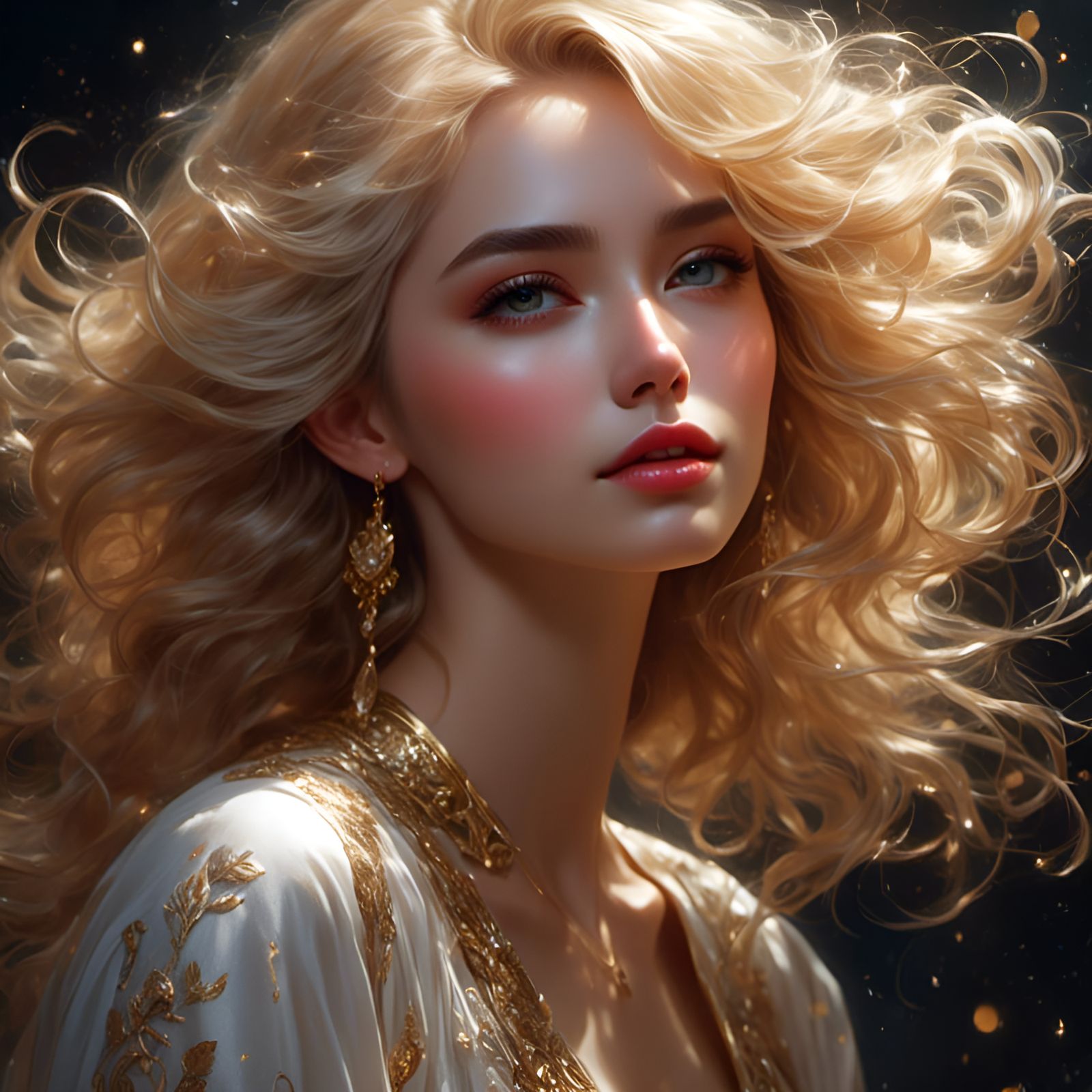 Elegant Blonde Woman Portrait in Digital Photography