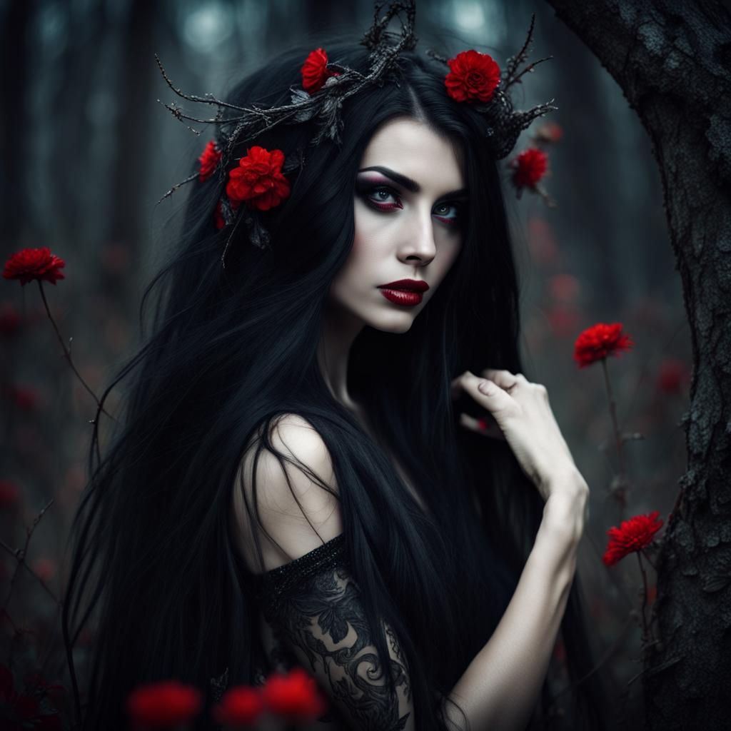 Enchanting Sinister Dark Fairy Goddess Portrait