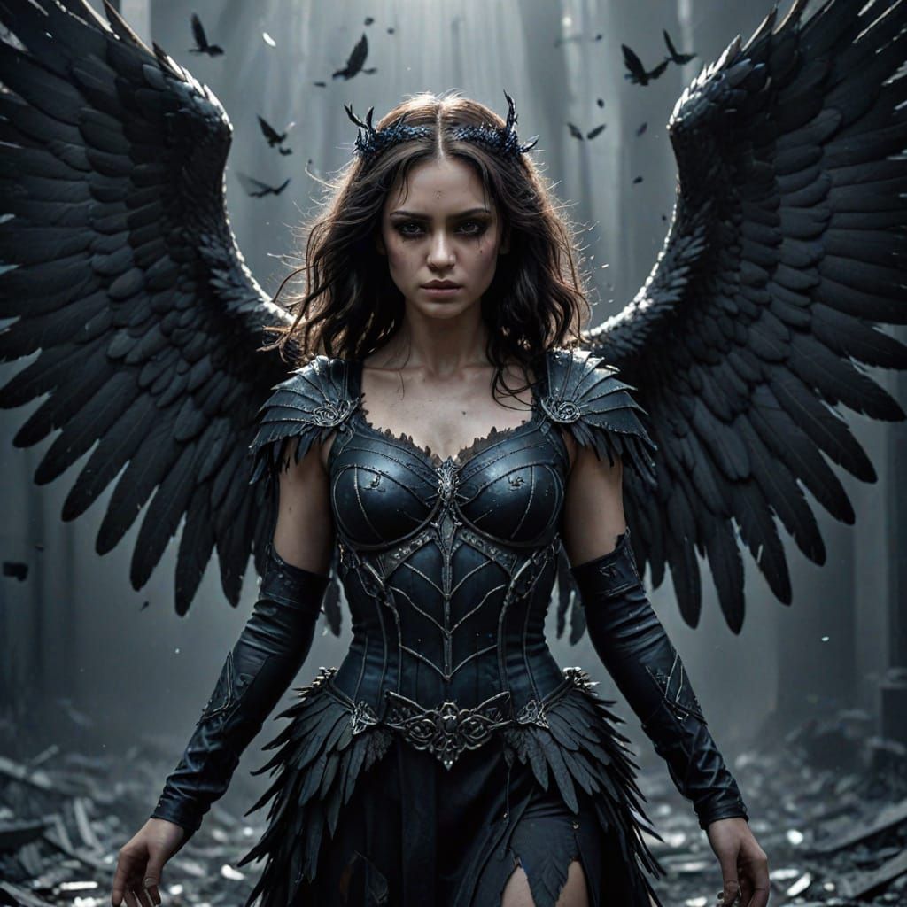 Dark Angel Portrait in Gothic Dark Fantasy Style
